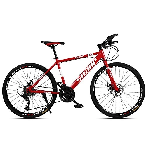 Mountain Bike : VANYA Mountain Bike 26 Inches Double Disc Brake Bicycle 30 Speed Adult Off-Road Variable Speed Cycle, Red