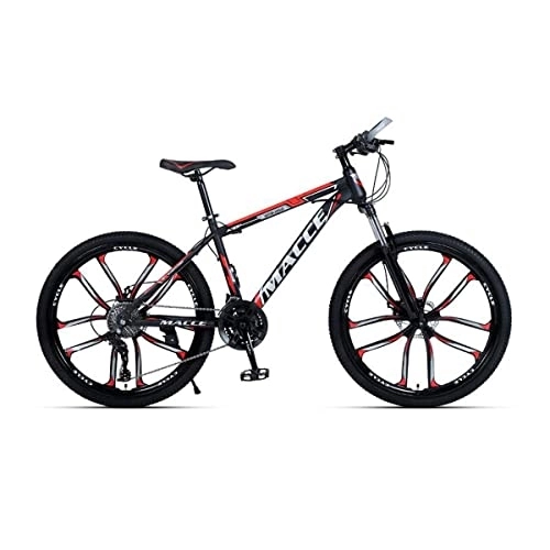 Mountain Bike : VIIPOO 24 / 26 inch Mountain Bike Aluminium Alloy MTB Suspension Mens Bicycle with Dual Disc Brake with High strength carbon steel frame Design for Adults Bikes, Red-24‘’ / 21 Speed