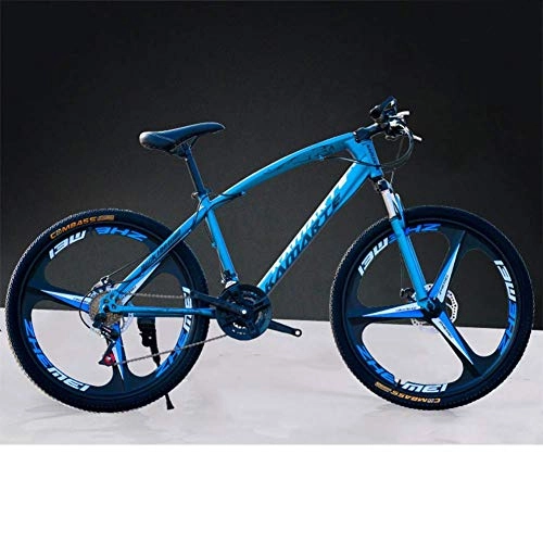 Mountain Bike : VVBGTS Foldable MountainBike 26-Inch One-Wheel Mountain Bike, 7 / 21 / 24 / 27 Speed, Dual Disc Brake Shock Absorption, Men, Women, Students, Blue, 24