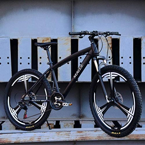 Mountain Bike : W&HH Mountain Bike for Men 26inch Carbon Steel Mountain Bike 21 Speed Bicycle Full Suspension MTB, Black