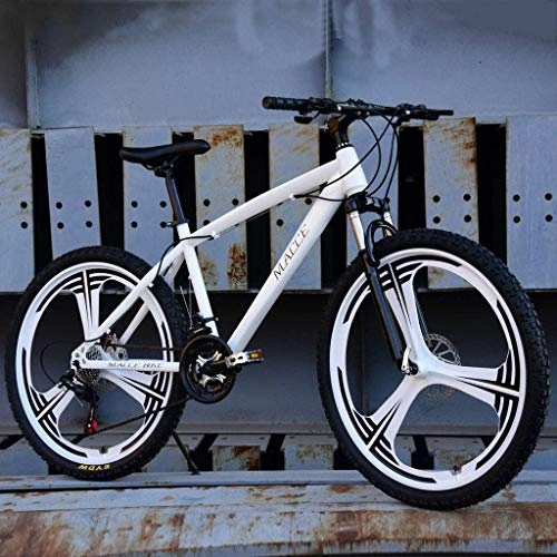 Mountain Bike : W&HH Mountain Bike for Men 26inch Carbon Steel Mountain Bike 21 Speed Bicycle Full Suspension MTB, White