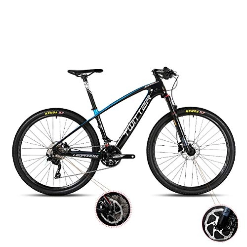 Mountain Bike : W&TT Mountain Bike 26 / 27.5Inch Adults 33 Speeds Off-road Bike Cycling with Air Pressure Shock Absorber and Front Fork Oil Brake, Mens Carbon Fiber Bicycles, Blue, 26 * 17