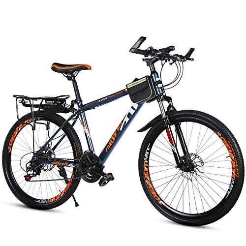 Mountain Bike : W&TT Mountain Bike SHIMANO 21 Speeds Dual Disc Brakes Off-road Bicycle Adults 20 / 22 / 24 / 26Inch High Carbon Hard Tail Mountain Bike, Orange, 26Inch