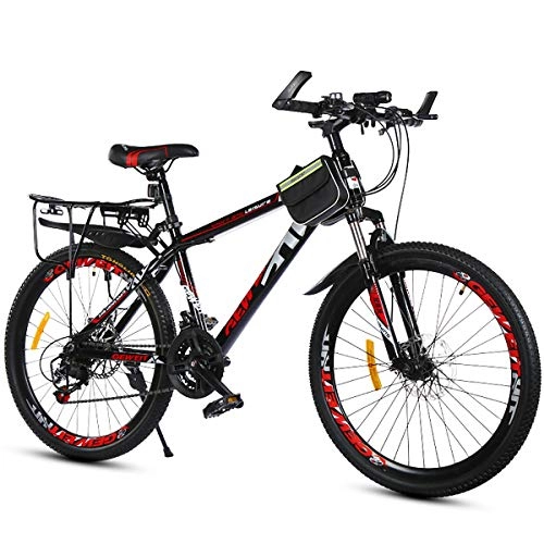 Mountain Bike : W&TT Mountain Bike SHIMANO 21 Speeds Dual Disc Brakes Off-road Bicycle Adults 20 / 22 / 24 / 26Inch High Carbon Hard Tail Mountain Bike, Red, 20Inch