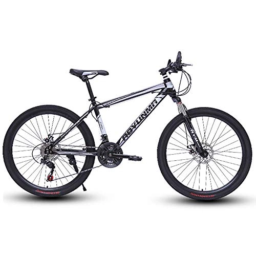 Mountain Bike : WANG-L 24 / 26 Inch Mountain Bike Cross-country Men / Women Adult Lightweight Dual Disc Brakes Variable Speed Shock Absorption City Bicycle, Black-24inch / 24speed