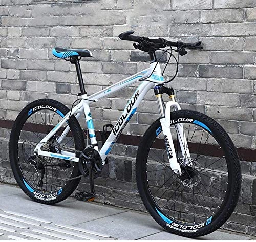 Mountain Bike : WANG-L Mountain Bikes For Men Women 24 / 26 Inch Full Suspension Off-road Variable Speed Bicycle Racing Lightweight Adult Teen, White-21speed / 24inches