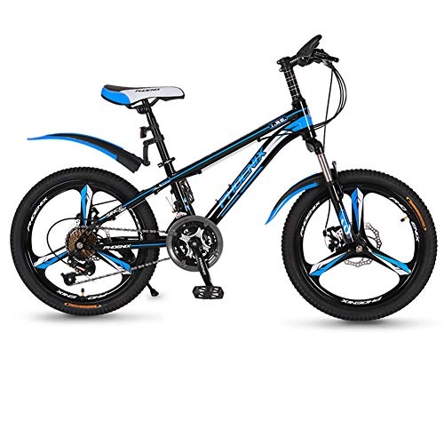 Mountain Bike : Wangkai Mountain Bike High Carbon Steel Front and Rear Double Disc Brakes for all Kinds of Pavement, Blue