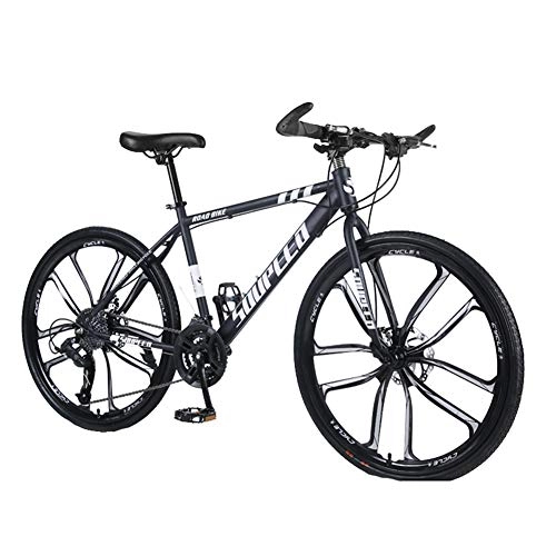 Mountain Bike : Wangkai Mountain Bike High Carbon Steel Front and Rear Mechanical Disc Brakes Suitable for any Road Surface, Black