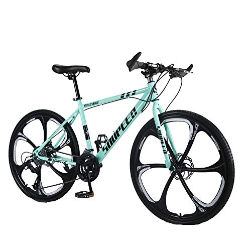 Mountain Bike : Wangkai Mountain Bike High Carbon Steel Front and Rear Mechanical Disc Brakes Suitable for any Road Surface, Green