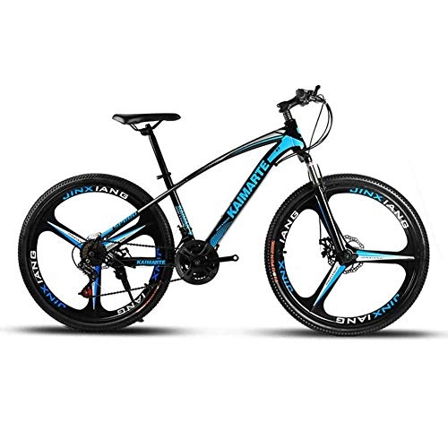 Mountain Bike : WEHOLY Bicycle Mountain Bike, 26inch Three-knife Wheel High-carbon Steel Unisex Dual Suspension Mountain Bike Disc Brakes, Blue, 27speed