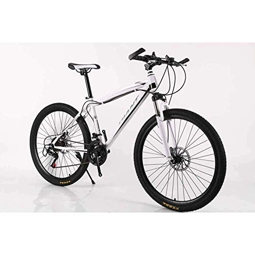Mountain Bike : WEHOLY Bicycle Mountain Bike Frame MTB Bike High-Carbon Steel 21 Speeds 24" Wheel Mountain Bike Disc Brakes, White