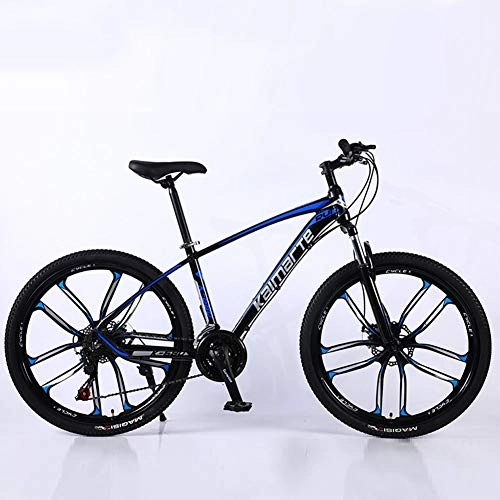 Mountain Bike : WJH 24 Inch Mountain Bike for Adults, Double Disc Brake City Road Bicycle 21 Speed Mens MTB (Color : Black Blue), Blue, 26 inch 24 speed