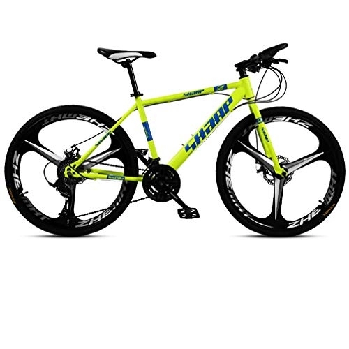 Mountain Bike : WJSW 26 Inch Mountain Bike, Double Disc Brake / High-Carbon Steel Frame Bikes, Beach Snowmobile Bicycle, Aluminum Alloy Wheels, Green, 27 speed