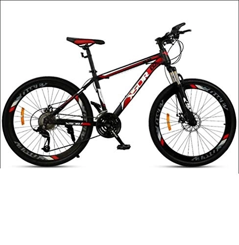 Mountain Bike : WJSW Adult Mountain Bike, Double Disc Brake / High-Carbon Steel Frame Bikes, Beach Snowmobile Bicycle, 24 Inch Wheels, Black, 27 speed