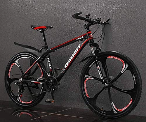 Mountain Bike : WJSW Riding Damping Mountain Bike, 26 Inch Adult Mens MTB City Road Bicycle Dual Disc Brakes (Color : Black red, Size : 27 speed)