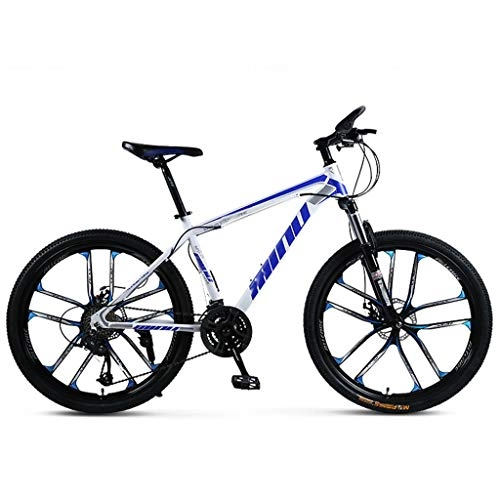 Mountain Bike : WSGYX Mountain Bike 26 Inches, 24 / 27 / 30 Speed Dual Disc Brakes, Adjustable Shock Absorption And Variable Speed Mountain Bike One-wheeled Bicycle (Color : Blue 10 knives, Size : 21speed)