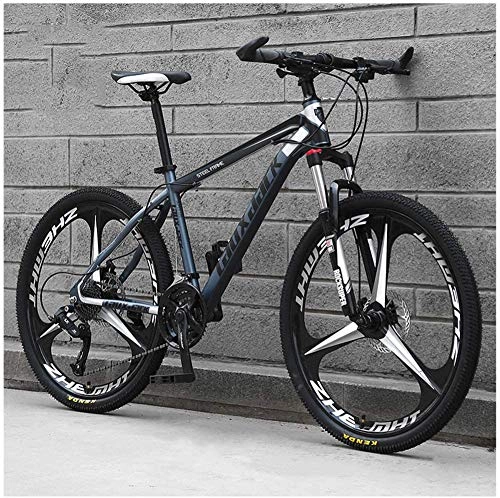 Mountain Bike : WSJYP 26 Inch Mountain Bike, Variable Speed Carbon Steel 21 / 24 / 27 / 30 Speed Bicycle Full Suspension MTB, Riding Comfortable Durable Bike, 27speed-B
