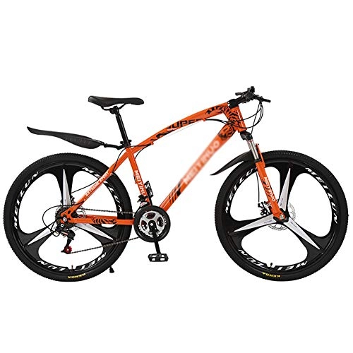 Mountain Bike : WSZGR Mountain Bicycle With Front Suspension Adjustable Seat, Lightweight Mountain Bikes Bicycles, Strong Frame Disc Brake Mountain Bike Orange 3 Spoke 26", 21-speed