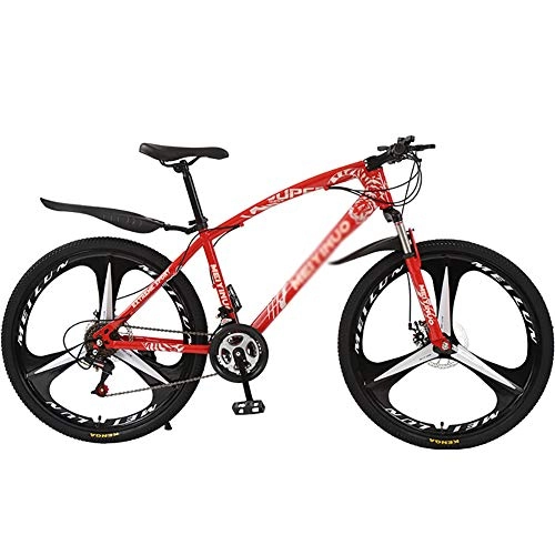 Mountain Bike : WSZGR Mountain Bicycle With Front Suspension Adjustable Seat, Lightweight Mountain Bikes Bicycles, Strong Frame Disc Brake Mountain Bike Red 3 Spoke 26", 27-speed