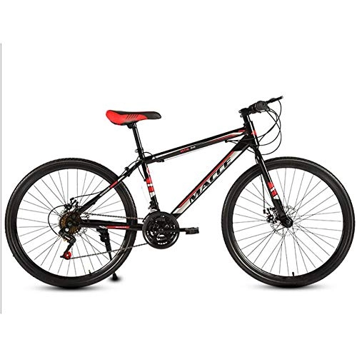 Mountain Bike : WXX 24Inch High-Carbon Steel Mountain Bikes Fat Tire Hardtail Urban Track Male And Female Bicycles with Front Suspension Adjustable Seat, black red, 27 speed