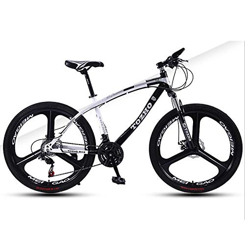 Mountain Bike : WXX 26 Inch High Carbon Steel Mountain Bike with Front Suspension Adjustable Seat Fat Tire Hard Tail Double Shock Absorber City Mountain Bike, black, 21 speed
