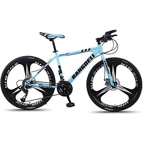 Mountain Bike : WXXMZY Mountain Bike 26-inch Men's / Women's Mountain Bike / Adult Bike 21 / 24 / 27 / 30 Speed Lightweight Carbon Steel Frame Suspension Front Disc Brake (Color : Blue, Size : 24speed)