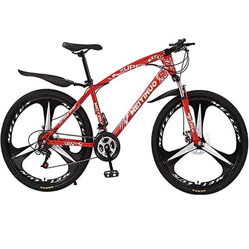 Mountain Bike : WXXMZY Mountain Bike, Shock-absorbing Bike 26-inch 21 / 24 / 27 Speed Flagship Disc Brake Student Bike Adult Mountain Bike (Color : Red, Size : 27speed)