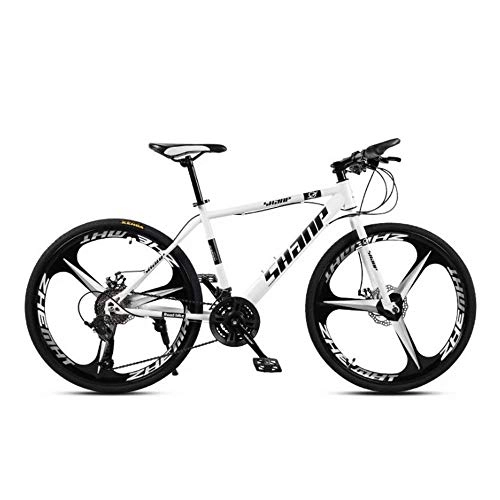 Mountain Bike : WYJBD Country Mountain Bike 24 / 26 Inch Double Disc Brake Adult MTB One Wheel Cross Country Gearshift Bicycle Hardtail Mountain Bike with Adjustable Seat Carbon Steel White 3 Cutter