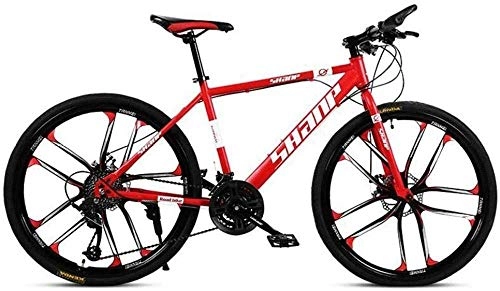 Mountain Bike : Wyyggnb Mountain Bike, Dual Suspension Mountain Bikes Comfort & Cruiser Bikes City Mountain Bike 26 Inch Wheel Off-road Variable Speed Bicycle Carbon Steel Frame (Color : Red, Size : 21 speed)