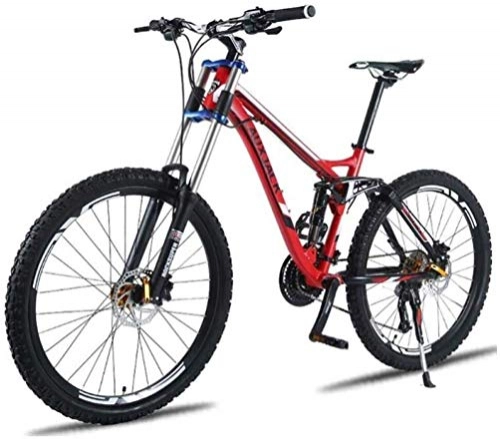 Mountain Bike : Wyyggnb Mountain Bike, Folding Bike Unisex Mountain Bike, 26 Inch Aluminum Alloy Frame, 24 / 27 Speed Dual Suspension MTB Bike With Double Disc Brake (Color : Red, Size : 24 Speed)