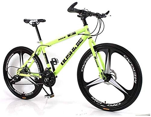 Mountain Bike : Wyyggnb Mountain Bike, Unisex Mountain Bike 21 / 24 / 27 / 30 Speed High-Carbon Steel Frame 26 Inches 3-Spoke Wheels Bicycle Double Disc Brake For Student (Color : Yellow, Size : 24 Speed)
