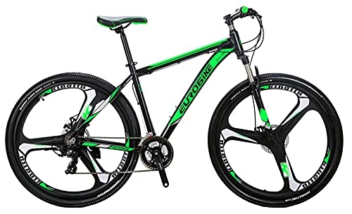 Mountain Bike : X9 Mountain Bike 29" Wheels Aluminum Frame Dual Disc Brake Adult Mountain Bicycle (K-GREEN)