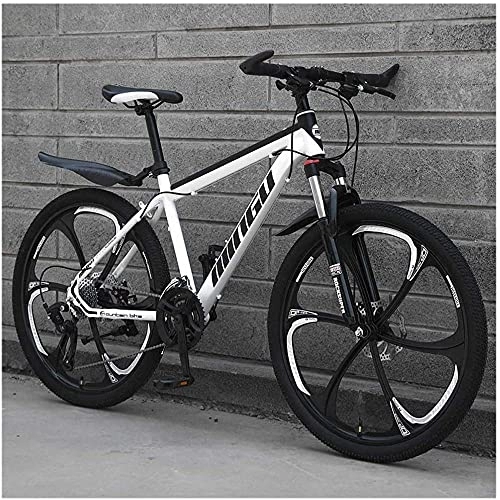 Mountain Bike : XBSXP 26" Hardtail Mountain Bike 27 Speed Adult, High Carbon Steel, Suspension Fork, Dual Disc Brake Bicycle, All Terrain Mountain Bikes, White black-6 Knives