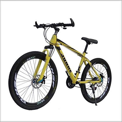 Mountain Bike : XER Mens' Mountain Bike, 17" inch steel frame, 21 / 24 / 27 / 30 speed fully adjustable rear shock unit front suspension forks, Yellow, 24 speed
