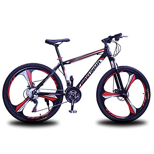 Mountain Bike : XER Mens' Mountain Bike, 24 Speed Steel Frame 26 Inches 3-Spoke Wheels, Fully Adjustable Front Suspension Forks Bicycle Disc Brakes, Red, 21speed
