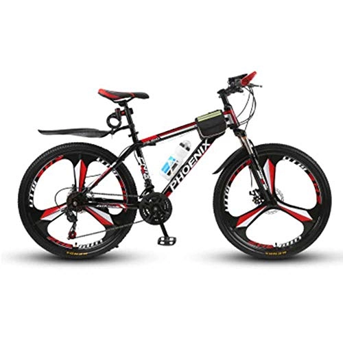 Mountain Bike : XER Mens' Mountain Bike, 3-Spoke Wheels Dual 17" Inch Steel Frame, 21 Speed Fully Adjustable, Shock Unit Front Suspension Forks, Black, 21speed