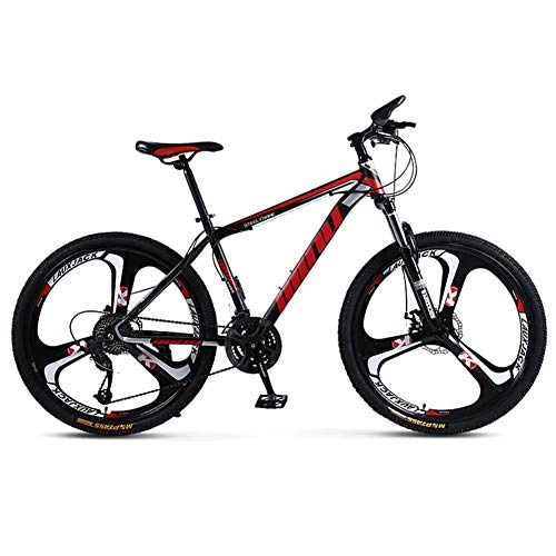 Mountain Bike : XER Mens' Mountain Bike, High-carbon Steel 27 Speed Steel Frame 26 Inches 3-Spoke Wheels, Fully Adjustable Front Suspension Forks, Red, 21speed