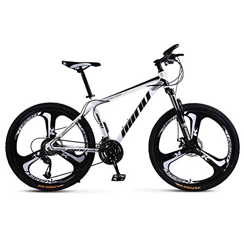 Mountain Bike : XER Mens' Mountain Bike, High-carbon Steel 30 Speed Steel Frame 24 Inches 3-Spoke Wheels, Fully Adjustable Front Suspension Forks, White, 27speed