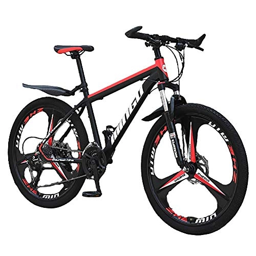 Mountain Bike : XHCP 3-Spoke Mountain Bike 21 Speed 24 / 26 Inches Wheels Dual Disc Brake High-Carbon Steel MTB Bicycle Urban Track Bike (Red)