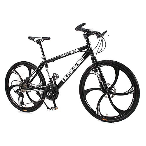 Mountain Bike : XHCP Adult Mountain Bike, One-Wheel Carbon Steel Bike, 26-Inch Male And Female Shock-Absorbing Variable Speed Student Bikes, 21 / 24 / 27 / 30-Speed Couple Mountain Bicycle, MTB, Black, 30 speed
