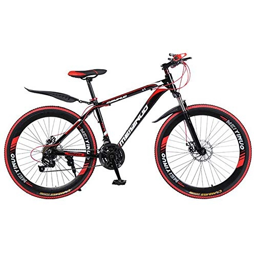 Mountain Bike : XHJZ 26 Inch Mountain Bike, PVC And All Aluminum Pedals And Rubber Grip, High Carbon Steel And Aluminum Alloy Frame, Double Disc Brake, Red, 27 speed