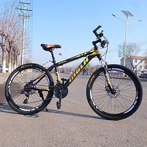 Mountain Bike : XIAOFEI Mountain Bicycle Bulk 26" 21 Speed Suspension Bikes For Man Mtb Mountainbike, Adult Men And Women Hongze Carbon Steel Road Bike Double Disc Brake, Yellow