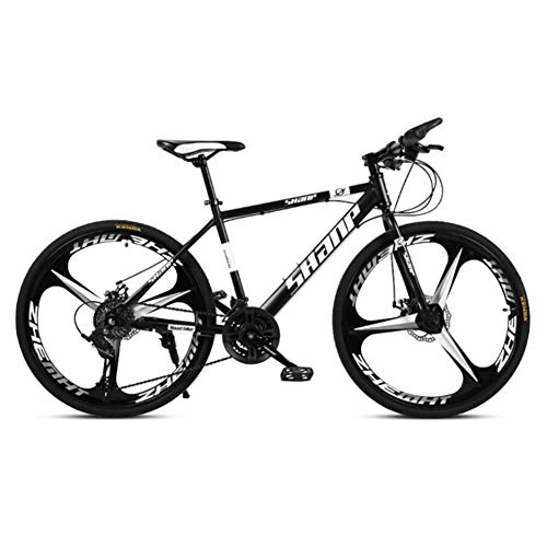 Mountain Bike : XNEQ 24 / 27 / 30 Inch Adult Mountain Bike, Double Disc Brake, One Wheel, Male And Female Student Speed Bicycle, Black, 30
