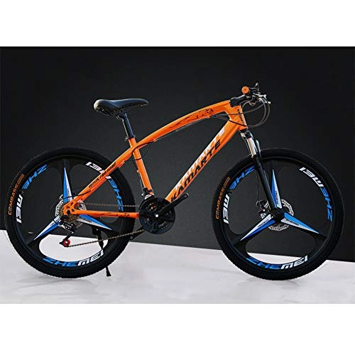 Mountain Bike : XNEQ 26-Inch One-Wheel Mountain Bike, 7 / 21 / 24 / 27 Speed, Dual Disc Brake Shock Absorption, Men, Women, Students, Orange, 24