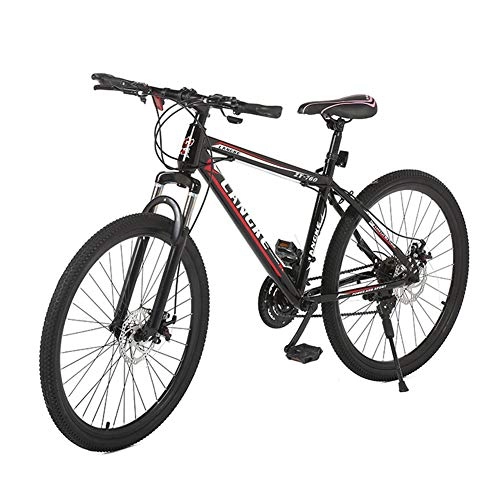 Mountain Bike : XNEQ Male And Female 26-Inch 21-Speed Shock-Absorbing Aluminum Alloy Mountain Bike, Black-Red
