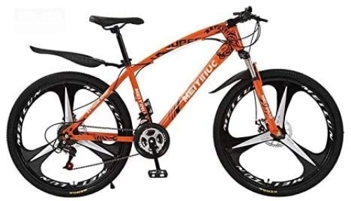 Mountain Bike : XSLY 26 Inch Mountain Bike Box Bike Adult High Carbon Steel 24-speed mountain bikes Hardtail All Terrain Double Damping disc brake (Color : Orange)