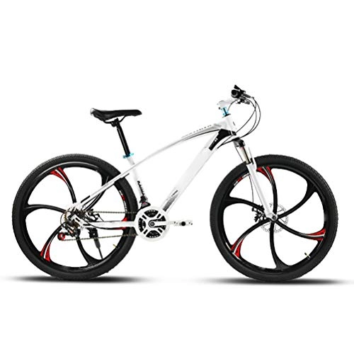 Mountain Bike : XYZLEO Mountain Bike 26 Inches X 17 Inches Mountain Bikes 21 Speed Adjustable Stable Double Disc Brake Full Suspension Mountain Bikes High-Carbon Steel Damping Comfortable MTB, White