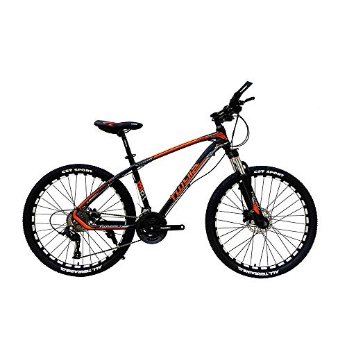 Mountain Bike : YALIXI Mountain bike, adult mountain bike, 26" wheel aluminum alloy oil brake, non-slip foot pedal, adult outdoor riding orange black bicycle 27 speed