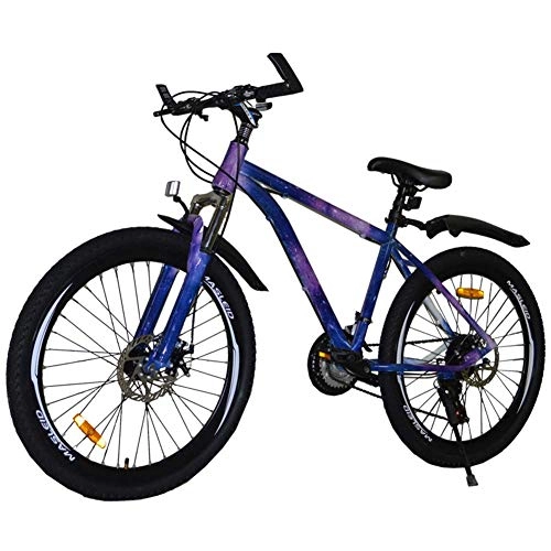 Mountain Bike : YANGSANJIN Mountain Bike, Adult MTB with Adjustable Seat, 26 Inch Double Disc Brake, High-carbon Steel Frame, 21 Speed Spoke Wheel