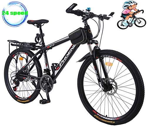 Mountain Bike : YGWLWL 24-Speed Mountain Off-Road Bicycle, 24'' Mountain Bike, Variable Speed Bicycle with Aluminum Alloy Wheels And Dual Disc Brake, Suitable for People with Height of 155~185 Cm, B